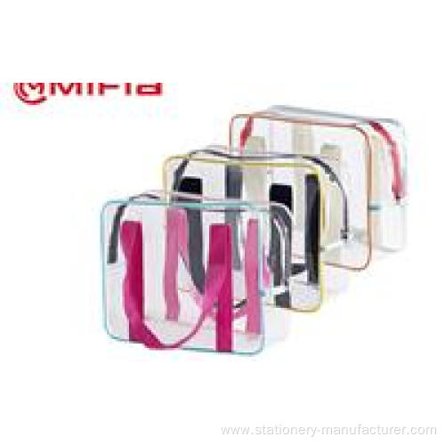 Transparent PVC Wash Bag with Color Matched Stripe